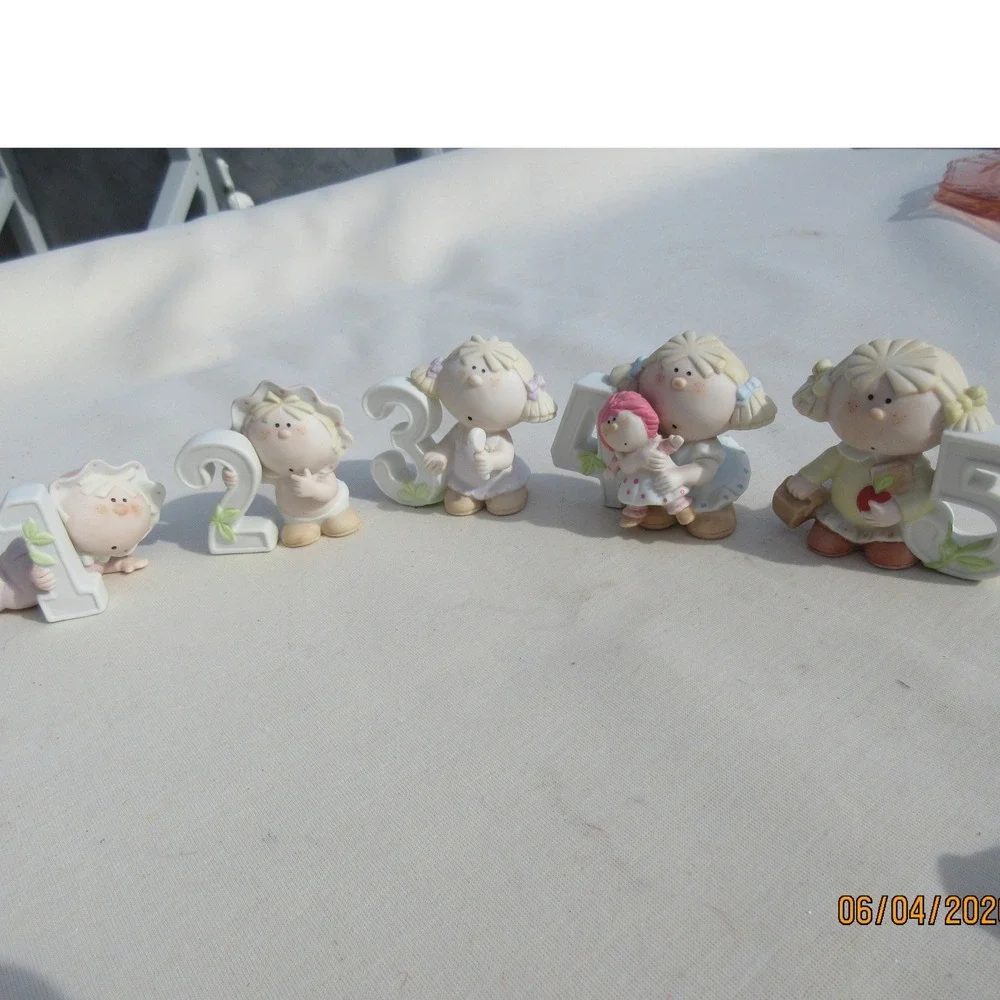 Vintage Bumpkins by Fabrizio Porcelain Figurines Set Numbers 1-5 Birthday Kids